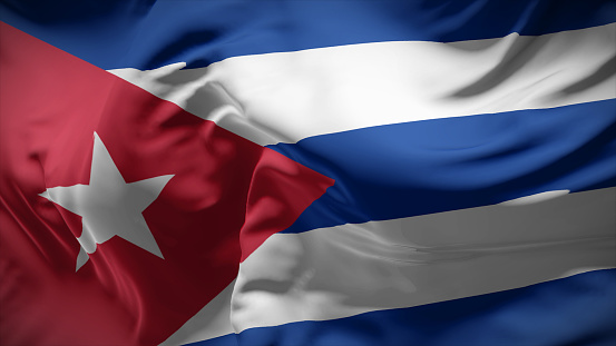 3d illustration flag of Cuba. Close up waving flag of Cuba.
