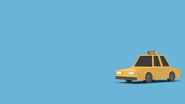 istock Yellow Taxi Car on Blue Background. 1779870932