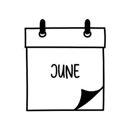 JUNE Month. Hand Drawn Calendar Icon Vector Illustration. Month, Schedule, Date