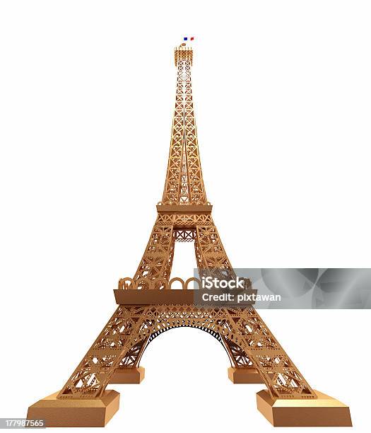 Golden Torre Eiffel Foto de stock y más banco de imágenes de Fondo blanco - Fondo blanco, Torre Eiffel, Arquitectura