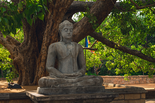 buddha statue at Abhayagiri Dagoba stupa in Anuradhapura, Sri Lanka