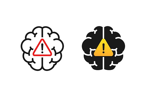 Brain error warning. Illustration vector