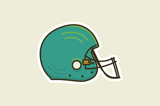 American Football Helmet Sticker vector illustration. Sport object icon concept. Rugby face helmet sticker design symbol. Sports symbol icon.