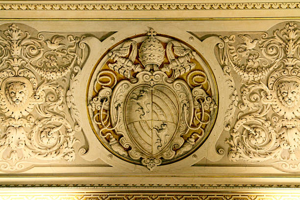Close view details of the ceilings inside the Vatican museums.