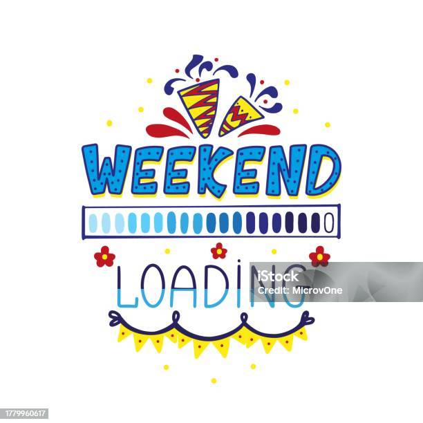 Weekend Loading Doodle Progress Bar And Decorative Elements Festive End ...