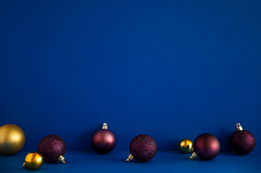 Christmas ornaments on blue background