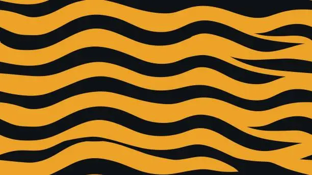 Vector illustration of Seamless pattern. Illustration. Bright abstract orange background with wavy patterns. Zebra print. Vector pattern. Vector Illustration for Packaging and  Banners.
