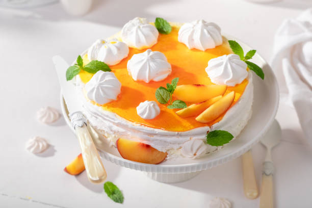 istock Homemade peach meringue served as spring dessert. 1780034652