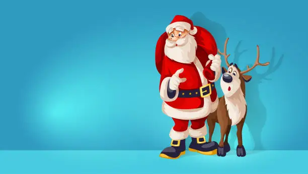 Vector illustration of Merry Christmas Santa Claus Cartoon Character with big. Vector.