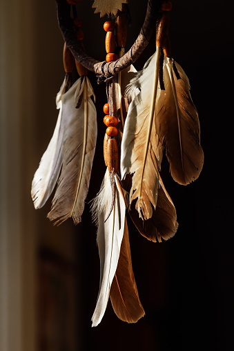 Traditional native dreamcatcher in window light