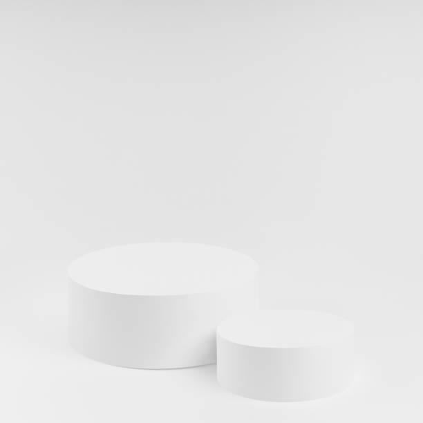 istock Abstract two white round podiums for cosmetic products, mockup, white background. Scene for presentation products, gifts, goods, advertising, design, sale, text, display, showing in simplicity style. 1780051073