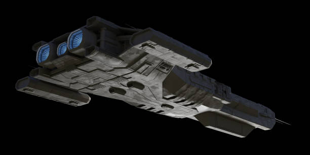 istock Spaceship Carrier Isolated on Black - View from Below 1780089075