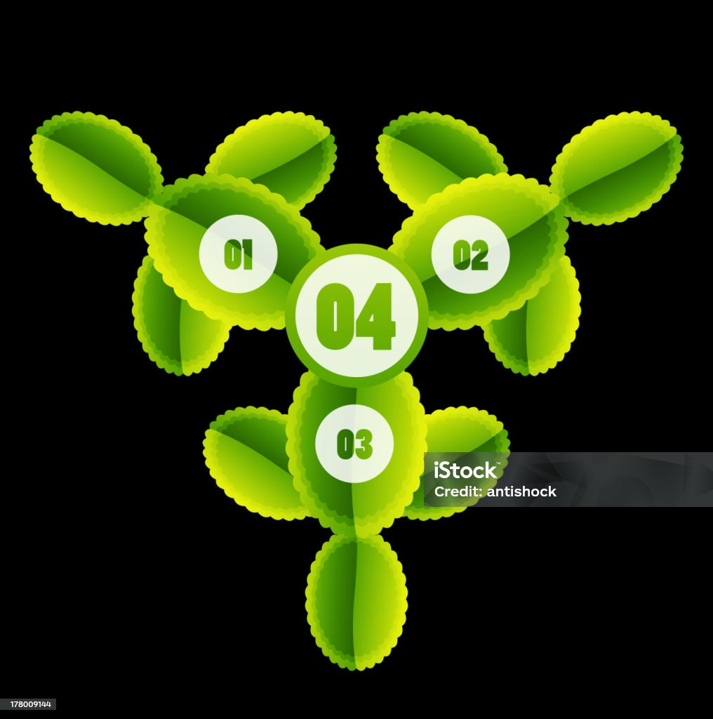 광택지 녹색 잎 인포그래픽 디자인식 - 로열티 프리 0명 벡터 아트