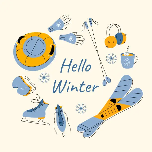 Vector illustration of Winter sport greeting card
