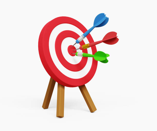 istock 3D business challenge concept. Setting goals correctly. Multiple arrows hitting the center of target. 3d illustration 1780150264