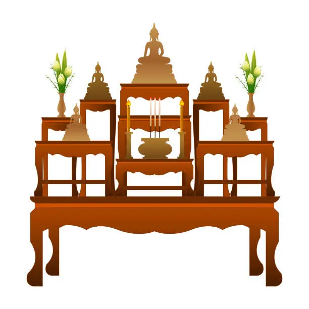 Vector illustration of set of altar table with vector illustration on white background design