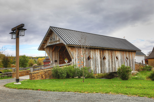 A Scene of The Barn Yard Covered Bridge in Connecticut, United States