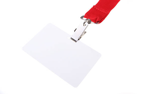 Name tag with red lanyard stock photo