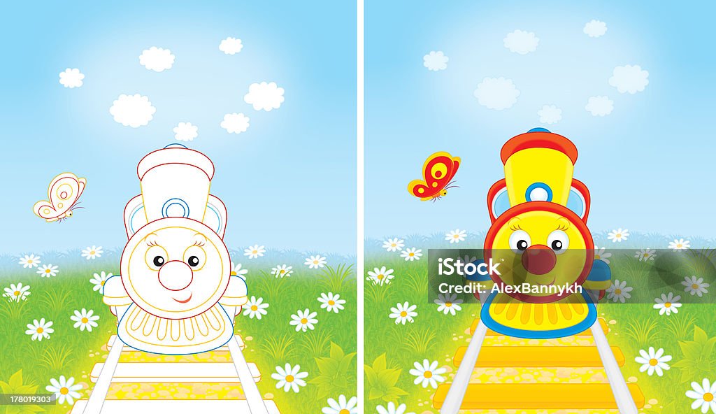 Trem de Brinquedo - Ilustração de Borboleta royalty-free