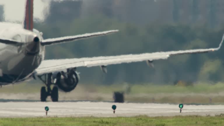 Distortion from Jet Exhaust as Plane Taxis Down Runway