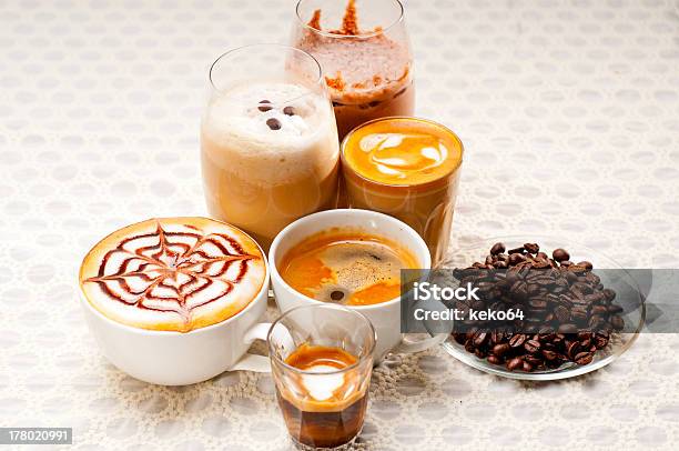 Selección De Diferente Tipo De Café Foto de stock y más banco de imágenes de Alimento - Alimento, Bebida, Bebida con espuma