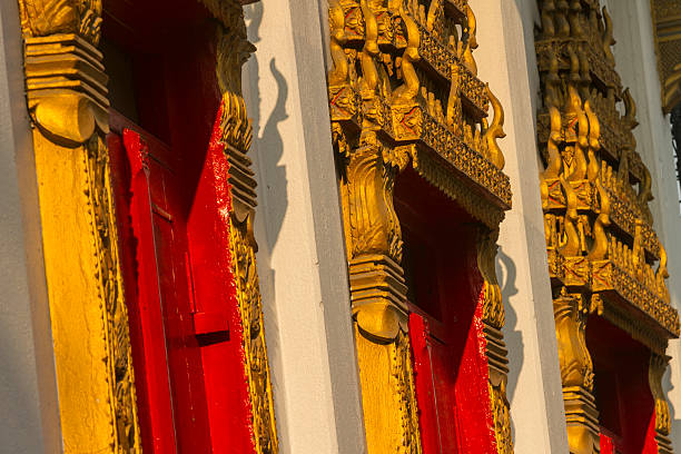 istock Gold ornament decorations outside Thai temple 178022854
