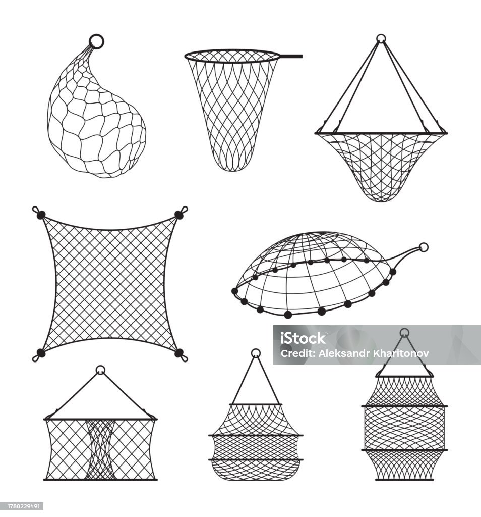 Fish Shape Net Fishing Net Black Different Shape For Fish Hunting Catch Hobby Set ...