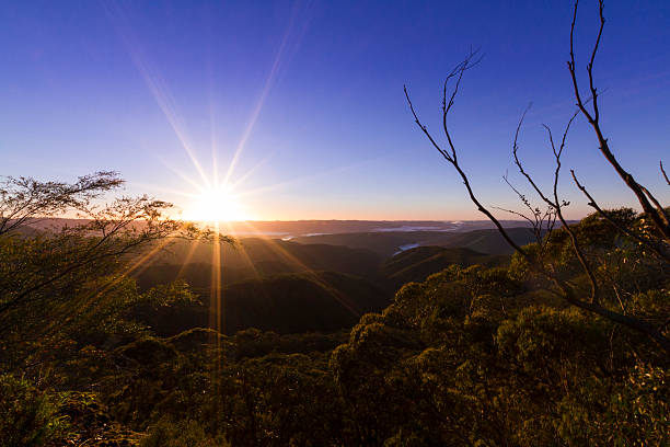 Sunrise Sunrise view, looking east from Splendor rock, Blue Mountains Australia. blue mountains australia photos stock pictures, royalty-free photos & images