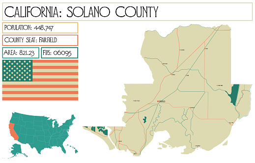Solano Train Map Large And Detailed Map Of Solano County In California Usa Stock ...