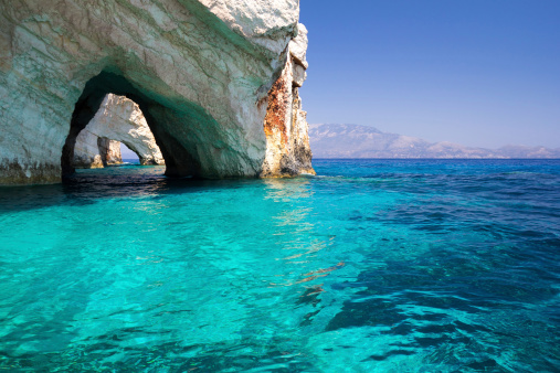 Blue Caves on Zakinthos - the southernmost island of the Ionian archipelago in Greece.