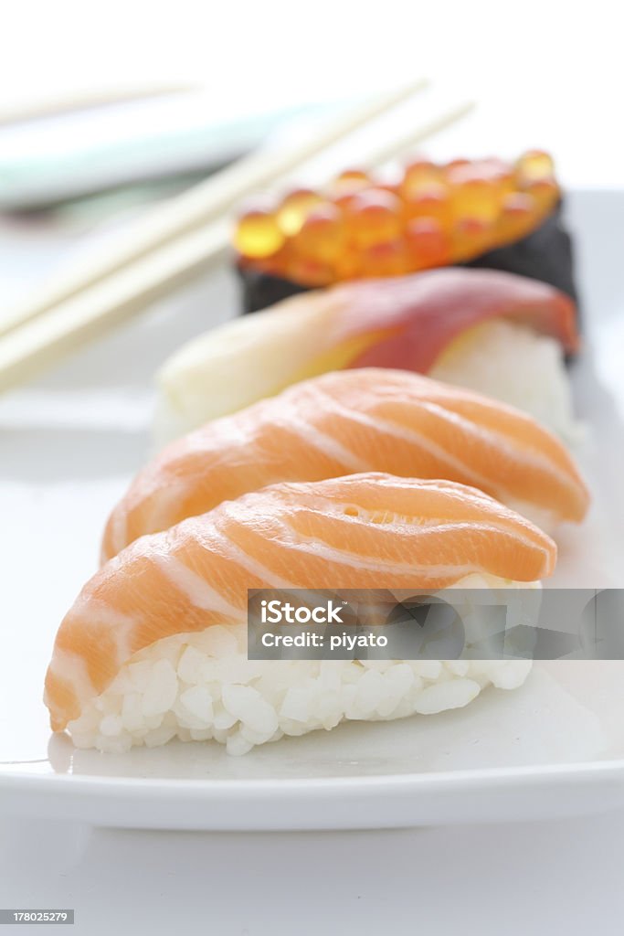 Sushi set sushi in white backgroundSushi set Akagai Stock Photo