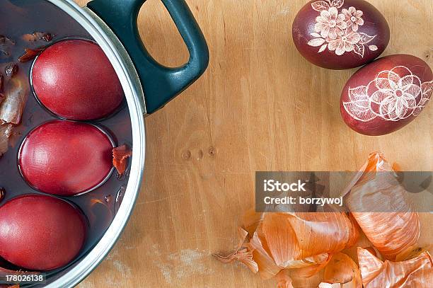 Preparation For Easter Stock Photo - Download Image Now - Easter Egg, Boiling, Red