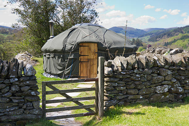 Yurt Holiday Yurt in Snowdonia Wales, UK. snowdonia national park photos stock pictures, royalty-free photos & images