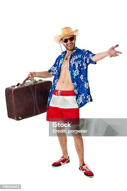 Confident Tourist Stock Photo - Download Image Now - Hawaiian Shirt, White Background, Adult