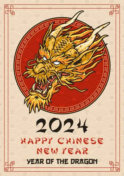 Vector illustration of New year dragon colorful poster