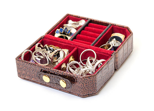 istock Leather jewelry box with rings 178027090