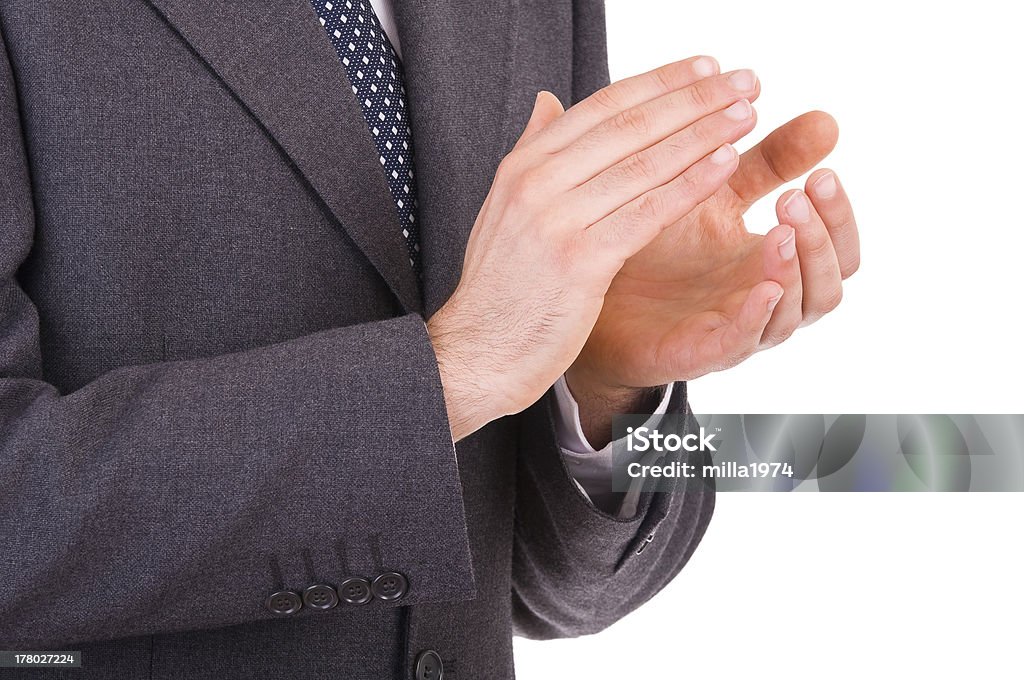 Empresário clapping suas mãos. - Foto de stock de Acordo royalty-free