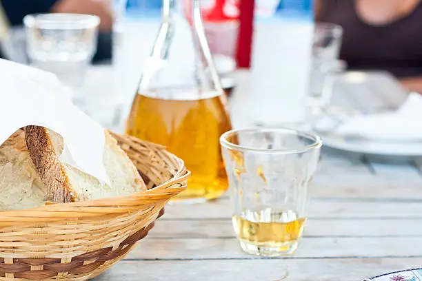 Bread and Retsina, Greek white wine