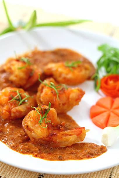 istock Fried prawn balls in red curry. 178028750