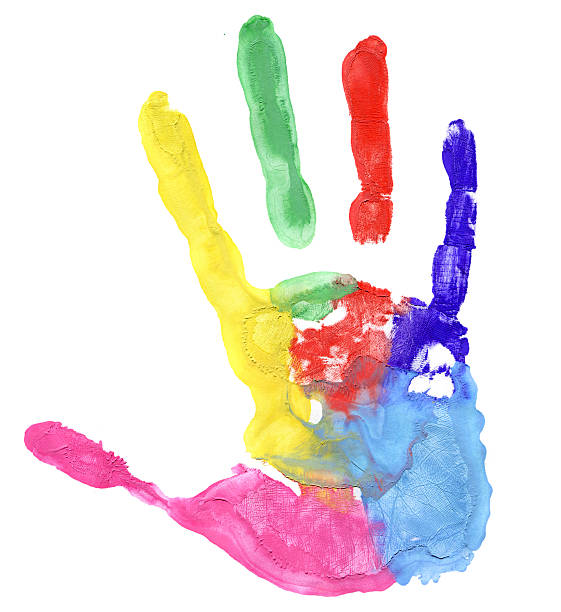 istock Close up of colored hand print on white 178028939