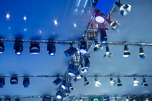 LED stage lighting fixtures at the show