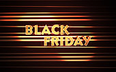 Metallic and Neon Black Friday Sign on Metal Bar Background