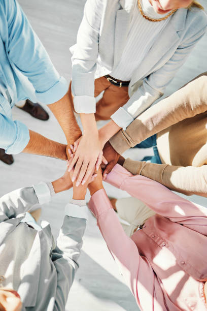 istock Teamwork, hands and business people in collaboration from above for support, circle of trust and winning. Closeup, partnership and team building for success, cooperation and synergy for achievement 1780303883