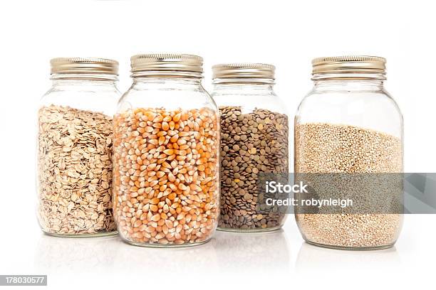 Mason Jars Filled With Dried Grains Stock Photo - Download Image Now - Airtight, Bunch, Cereal Plant