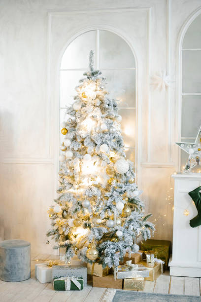 istock Living room with fireplace and Christmas tree. 1780306780