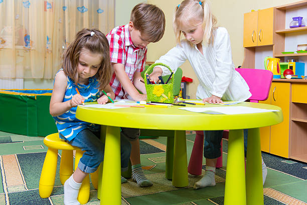 istock Group of cute little prescool kids playing 178030941