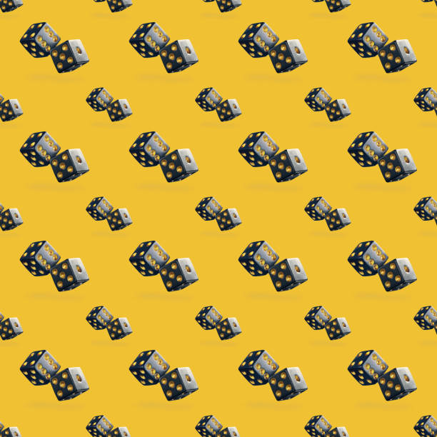 istock Seamless pattern of dice big and small on yellow background. 1780315098