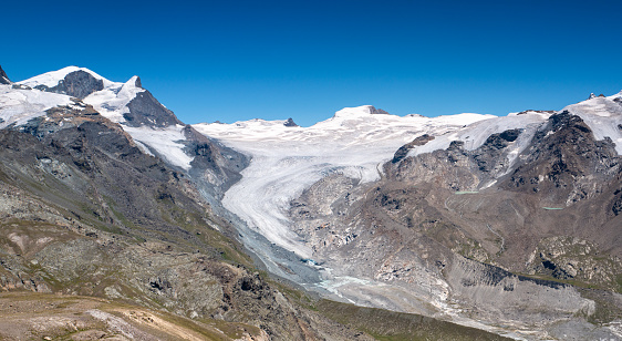 The Findel glacier in the Swiss alps near Zermatt, Switzerland