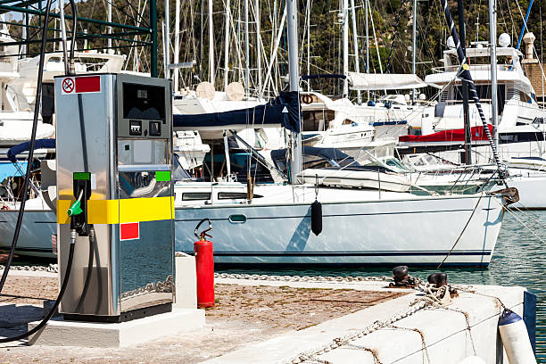 Gas pump in service station of port.