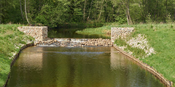 istock Artificial rapids of a quiet rive. Summer landscape. 1780333272